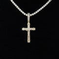 Iced Flat Crucifix Cross Pendant in Yellow Gold
