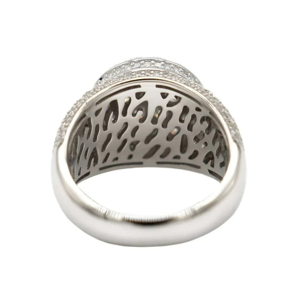 Men's Moissanite Diamond Cluster Ring in White Gold Vermeil