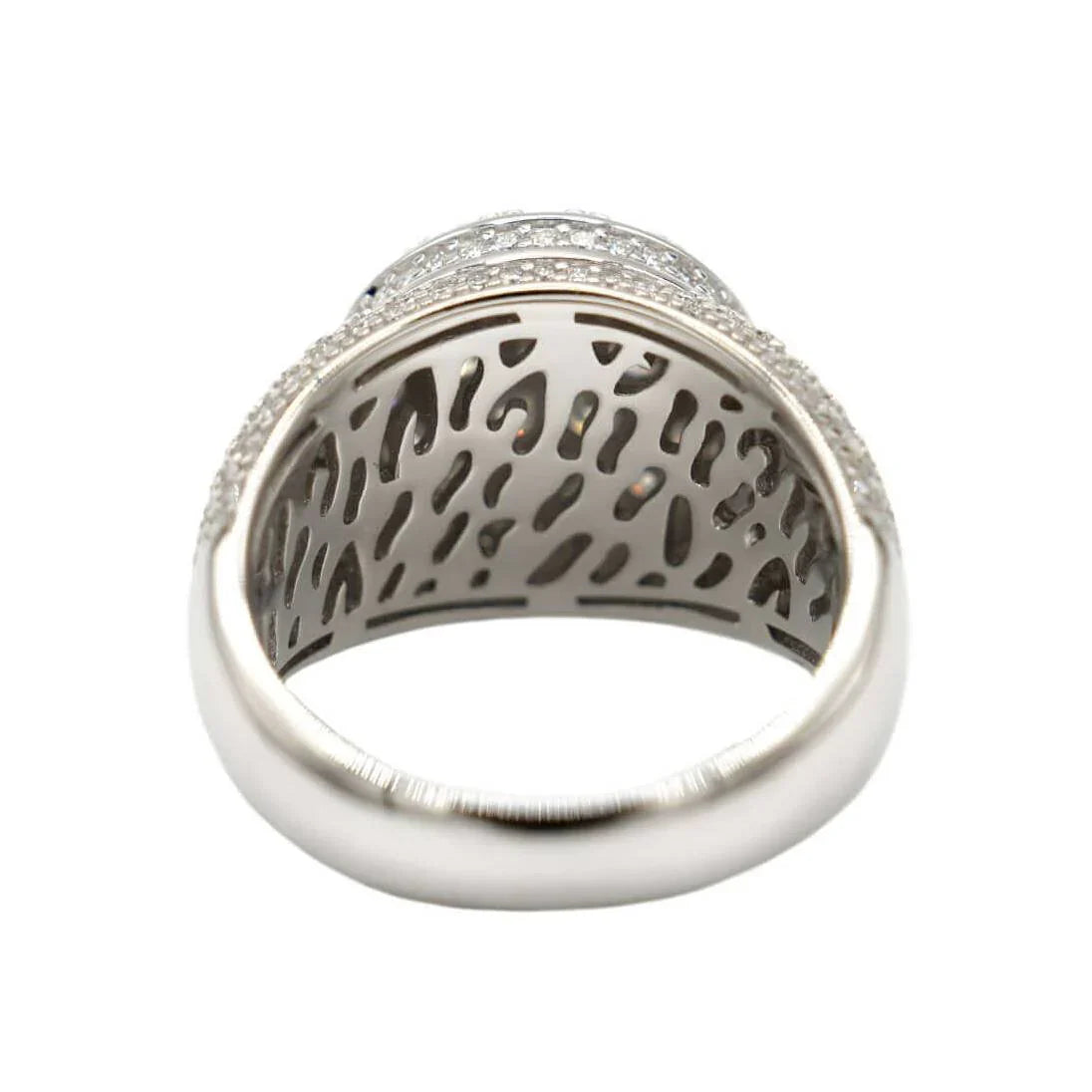 Men's Moissanite Diamond Cluster Ring in White Gold Vermeil