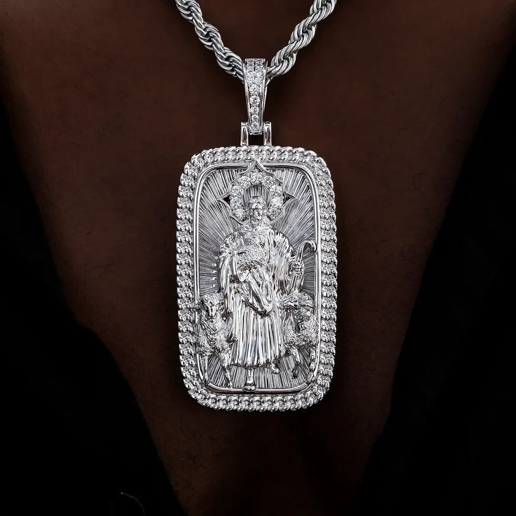 Large Icon Shepherd Pendant in White Gold