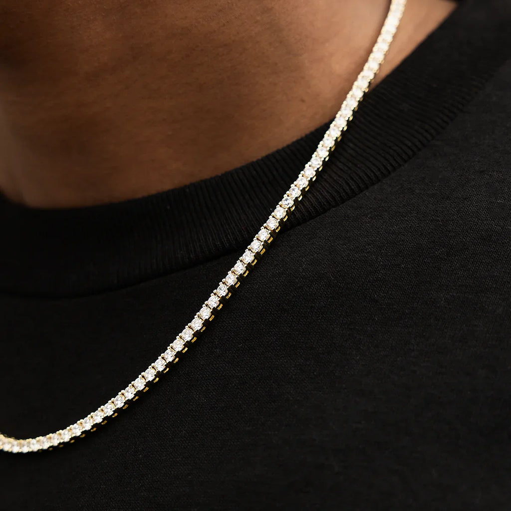 Diamond Tennis Chain in Yellow Gold- 3mm