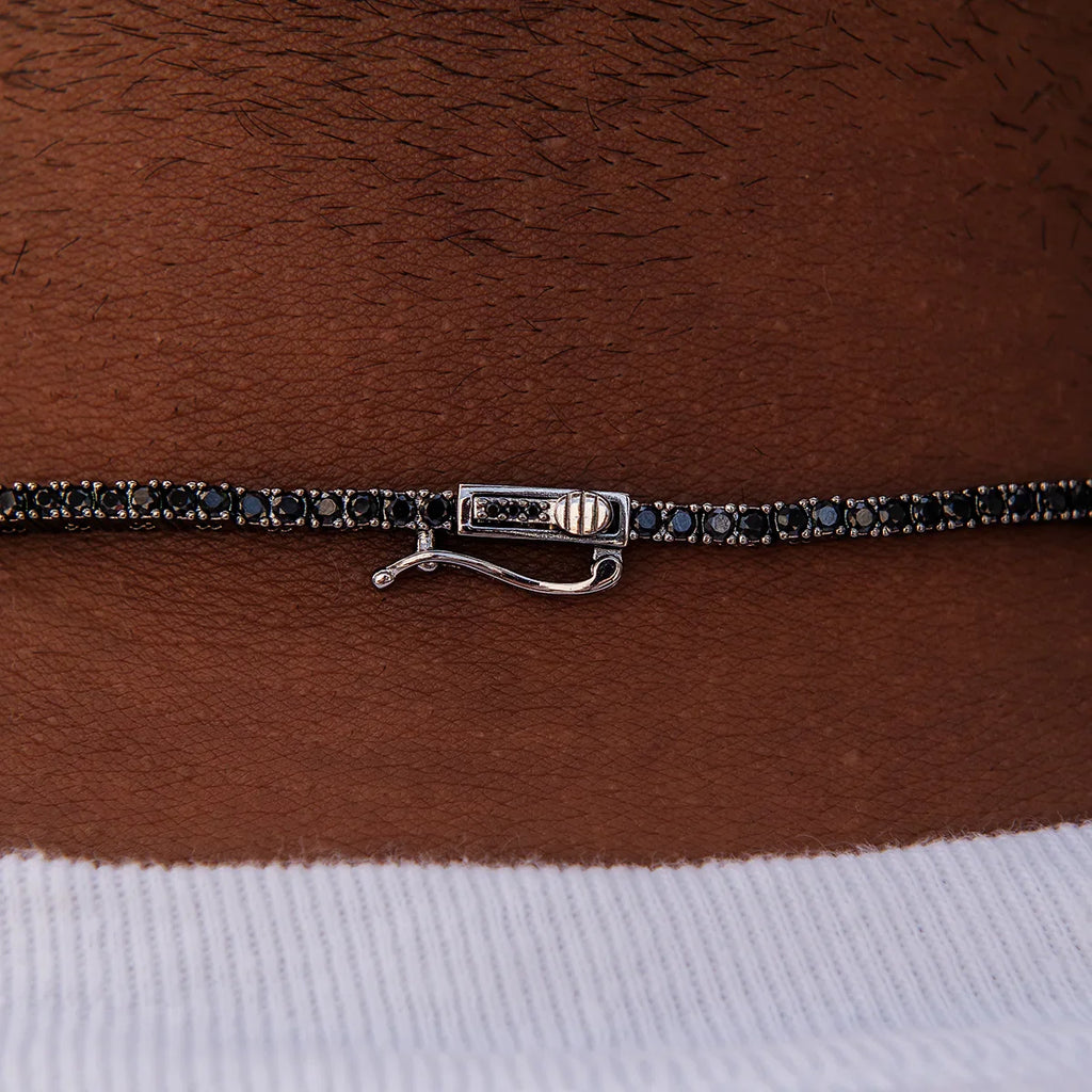 Diamond Tennis Chain in Black- 2mm