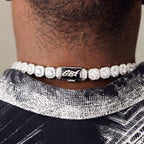 Clustered Tennis Necklace in White Gold- 12mm