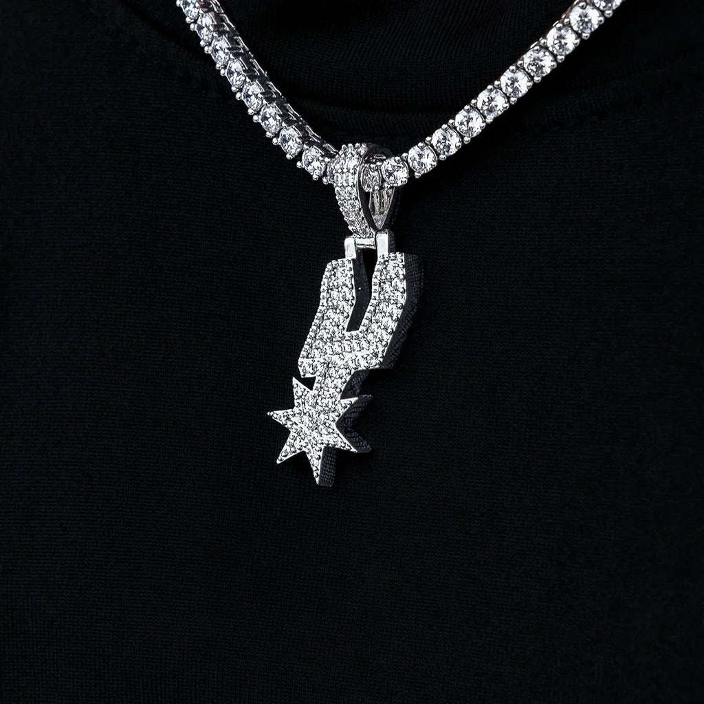 San Antonio Spurs Official NBA Micro Logo Pendant in White Gold