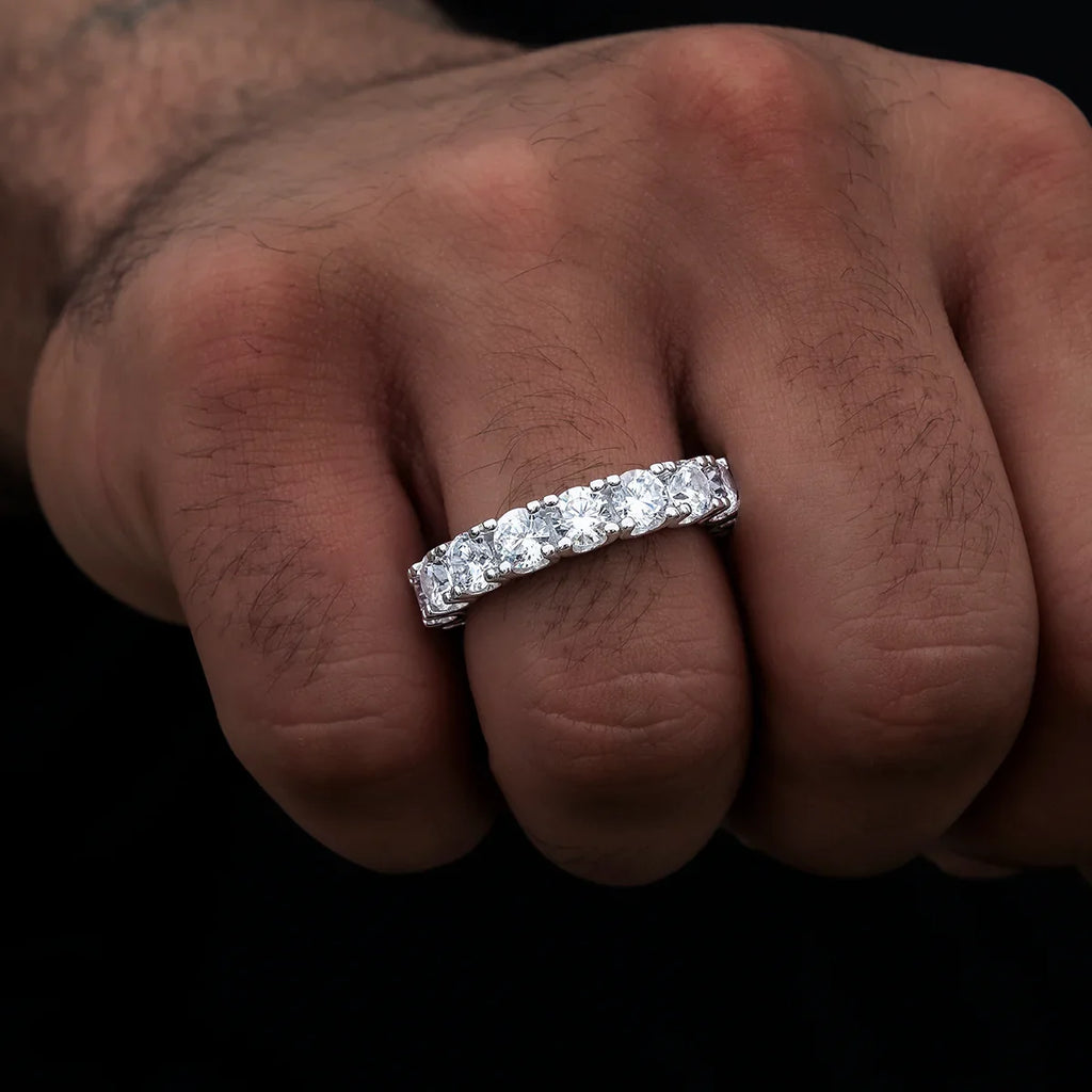 Moissanite Diamond Band Ring in Sterling Silver - 5mm