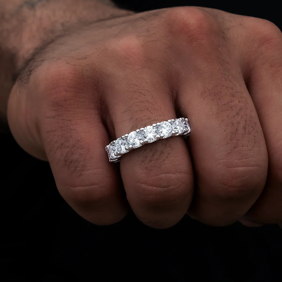 Moissanite Diamond Band Ring in Sterling Silver - 5mm