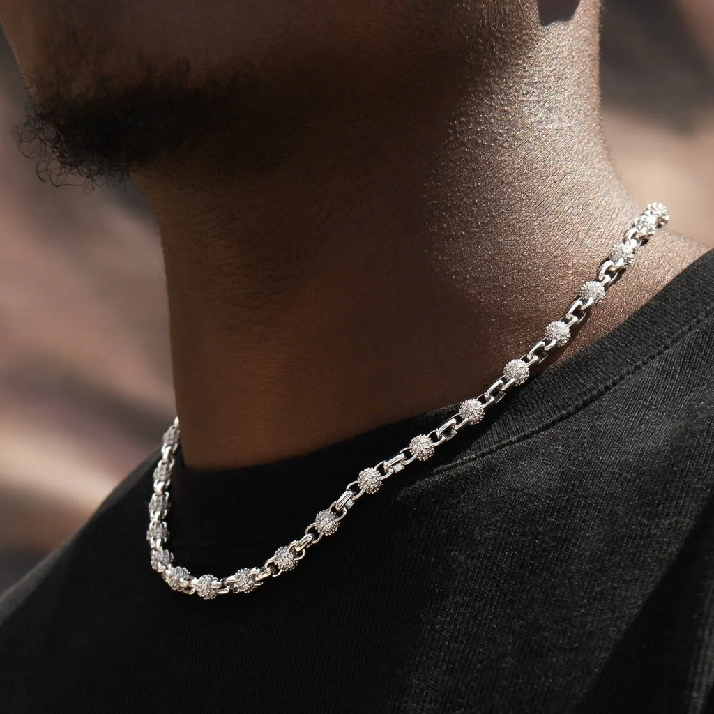 Iced Ball Box Link Chain + Bracelet Bundle