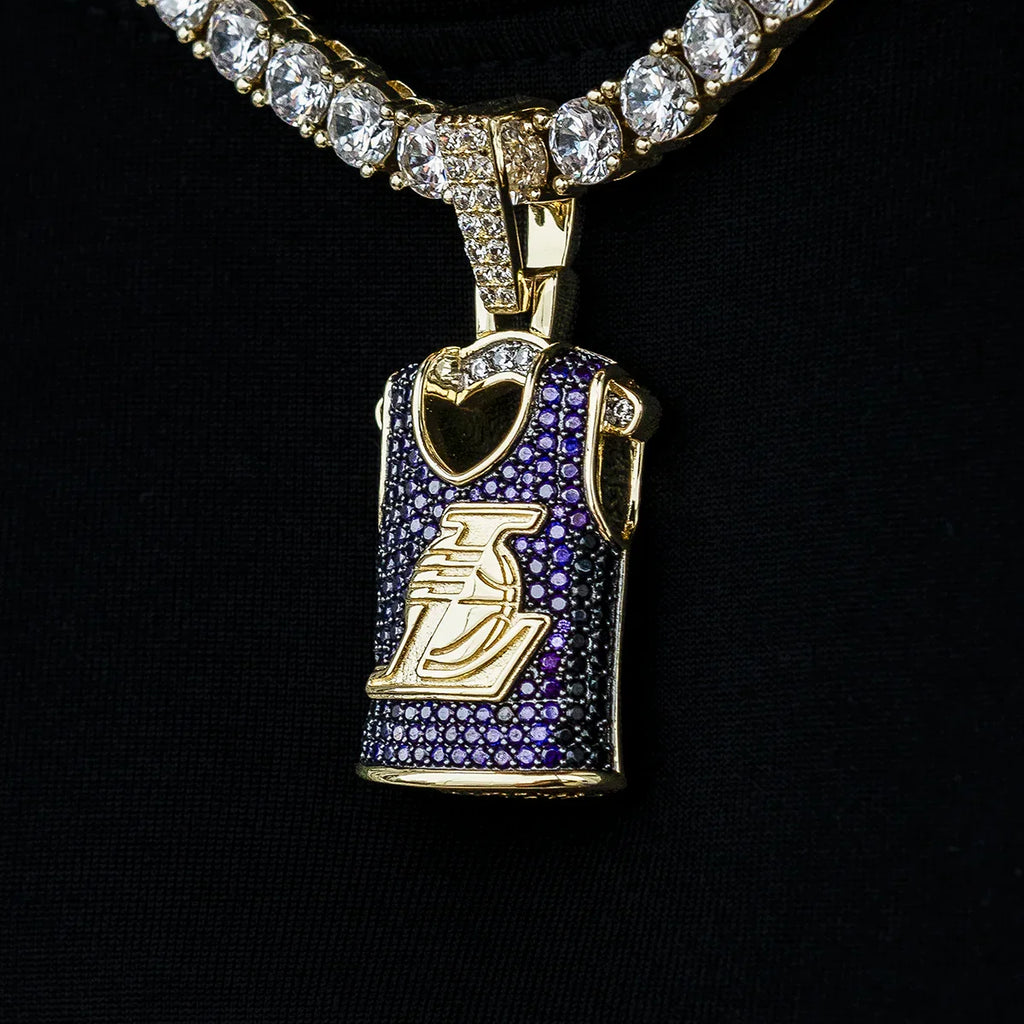 Los Angeles Lakers Official NBA Jersey Pendant - Yellow Gold