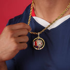 Diamond France Spinning Globe Flag Pendant in Yellow Gold