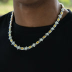 Iced Canary Star Oval Chain in White Gold - 12MM