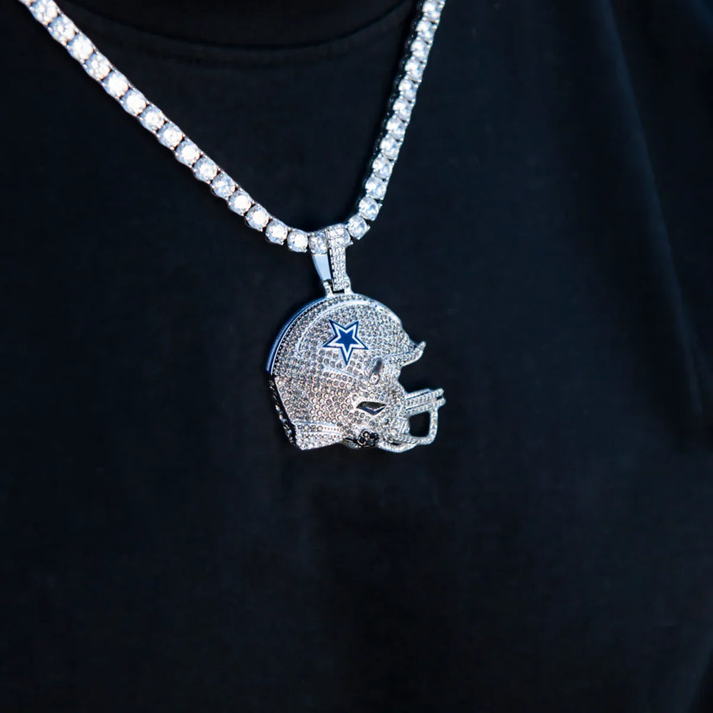 2025 Dallas Cowboys Team Helmet Pendant - White Gold