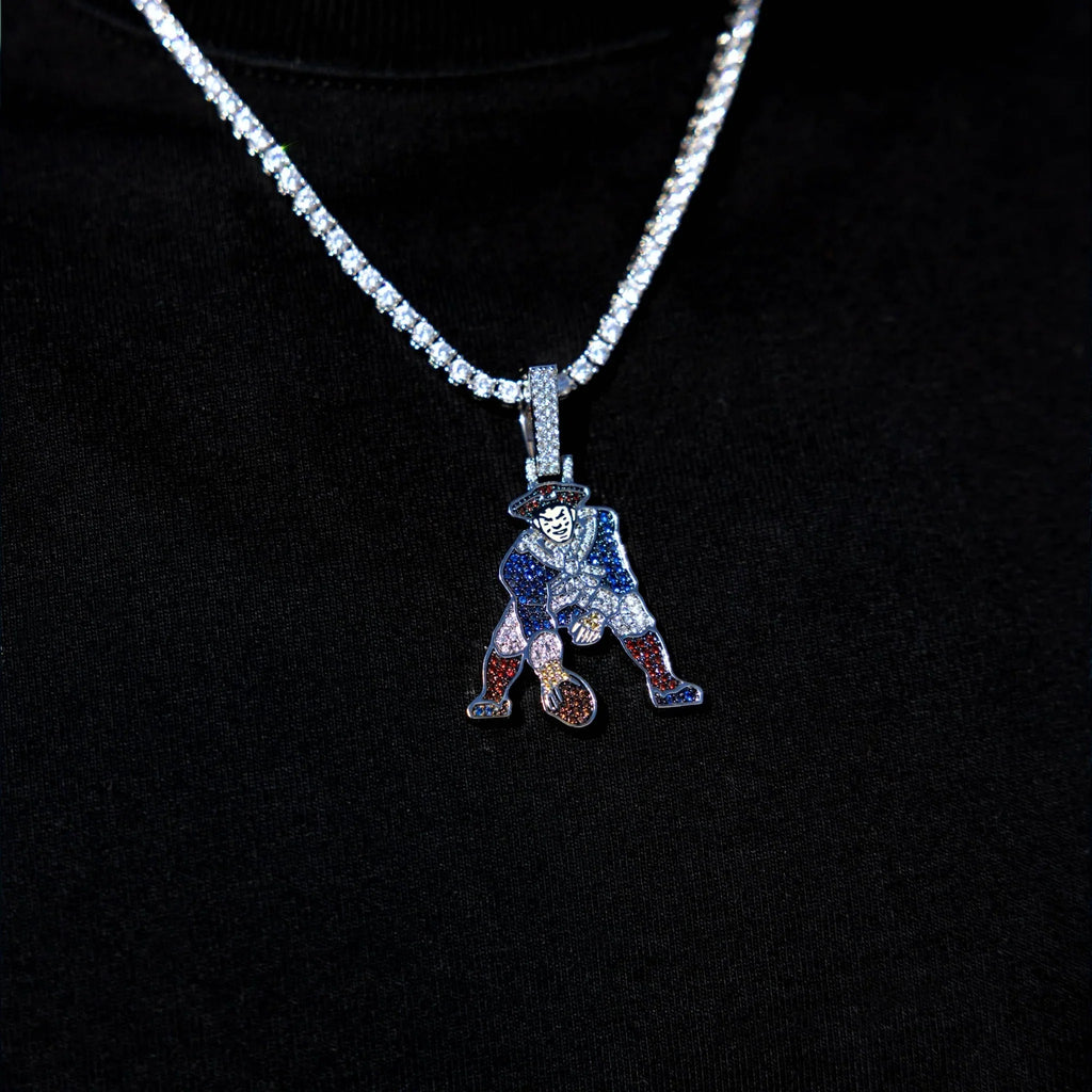New England Patriots Official NFL Vintage Logo Pendant in White Gold