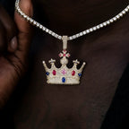 Multicolor Crown Pendant in Yellow Gold