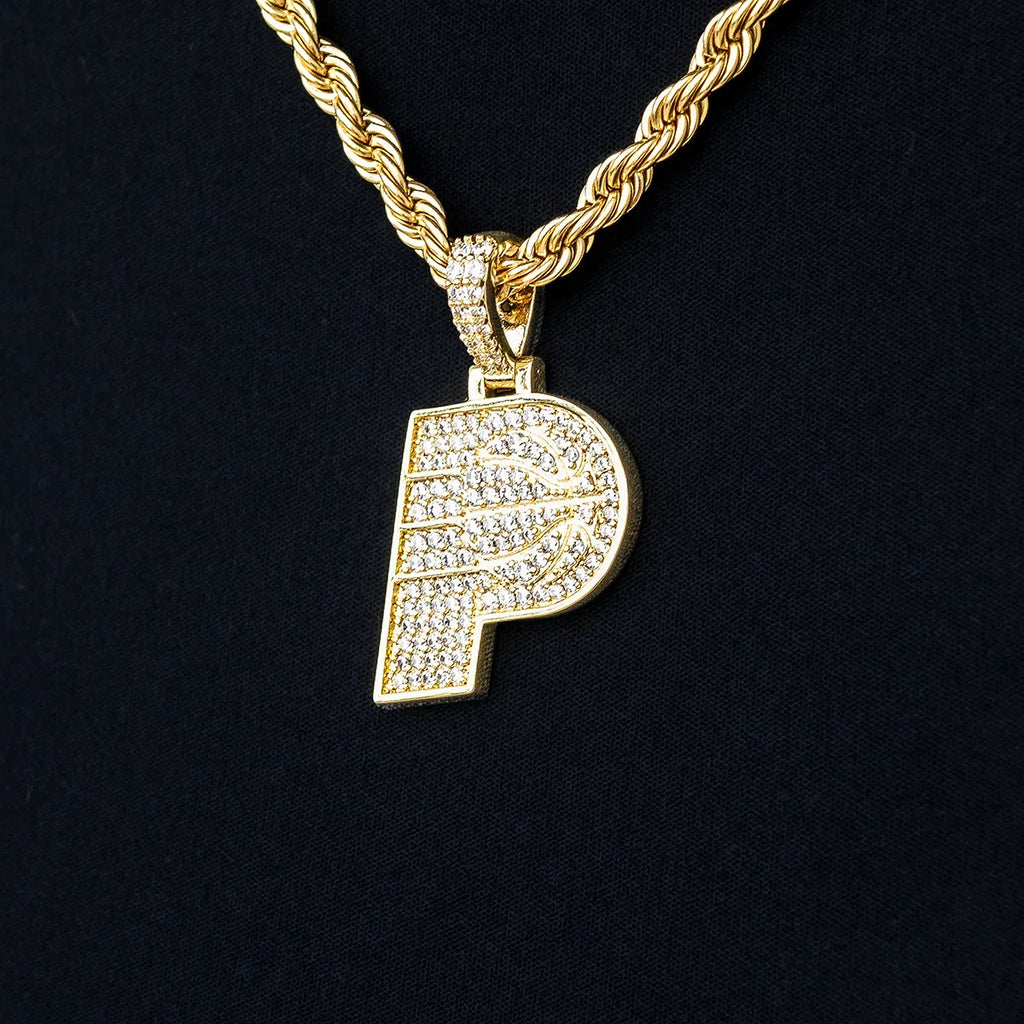 Indiana Pacers Official NBA Micro Logo Pendant in Yellow Gold