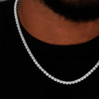 Iced Mini Clustered Tennis Chain in White Gold