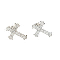 Moissanite Micro Cross Stud Earring in Sterling Silver
