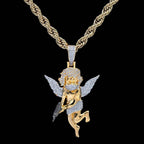 Masked Angel Pendant in Yellow Gold