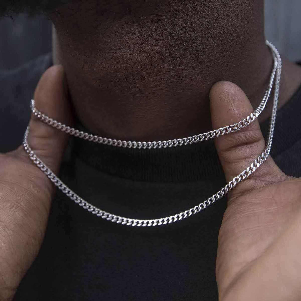 Micro Cuban Chain in White Gold- 3mm
