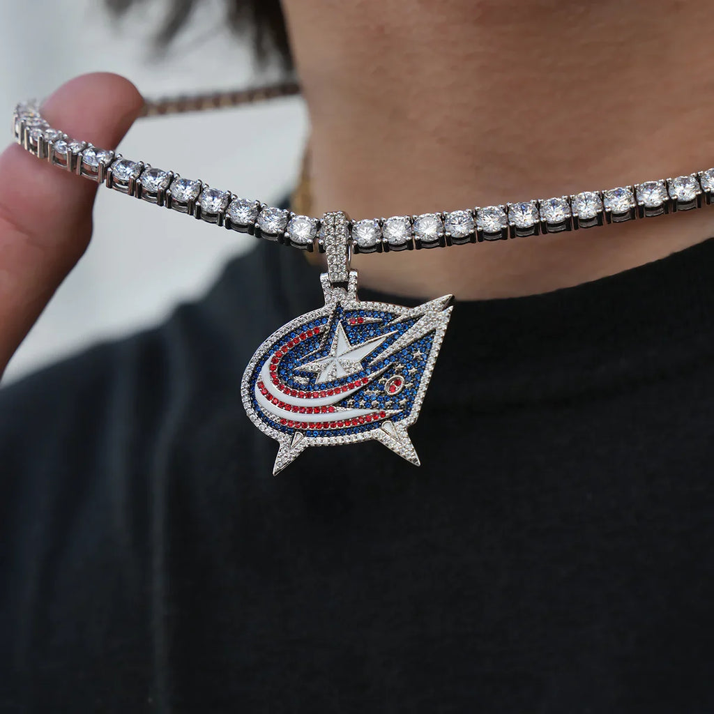 Columbus Blue Jackets Official NHL Logo Pendant in White Gold
