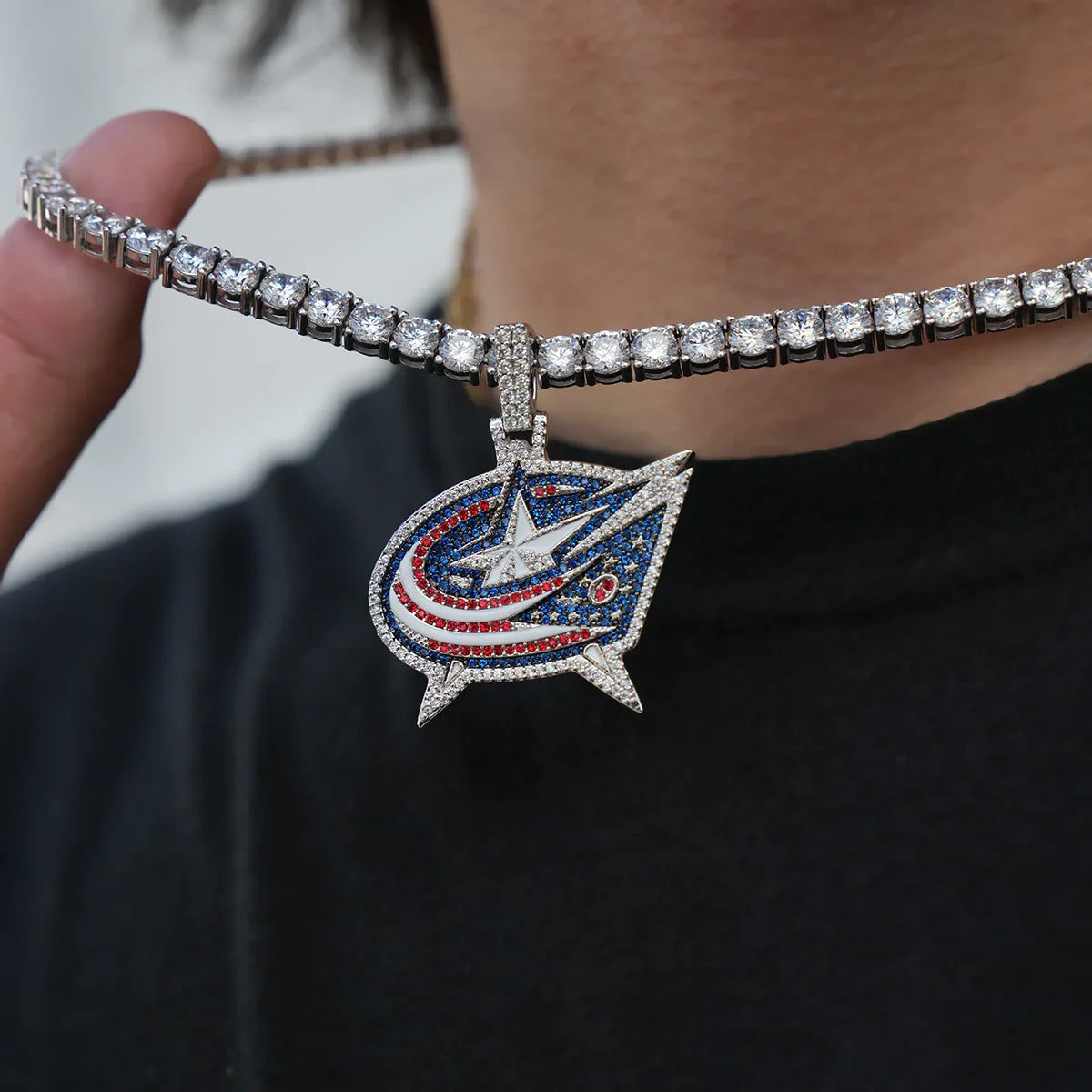 Columbus Blue Jackets Official NHL Logo Pendant in White Gold