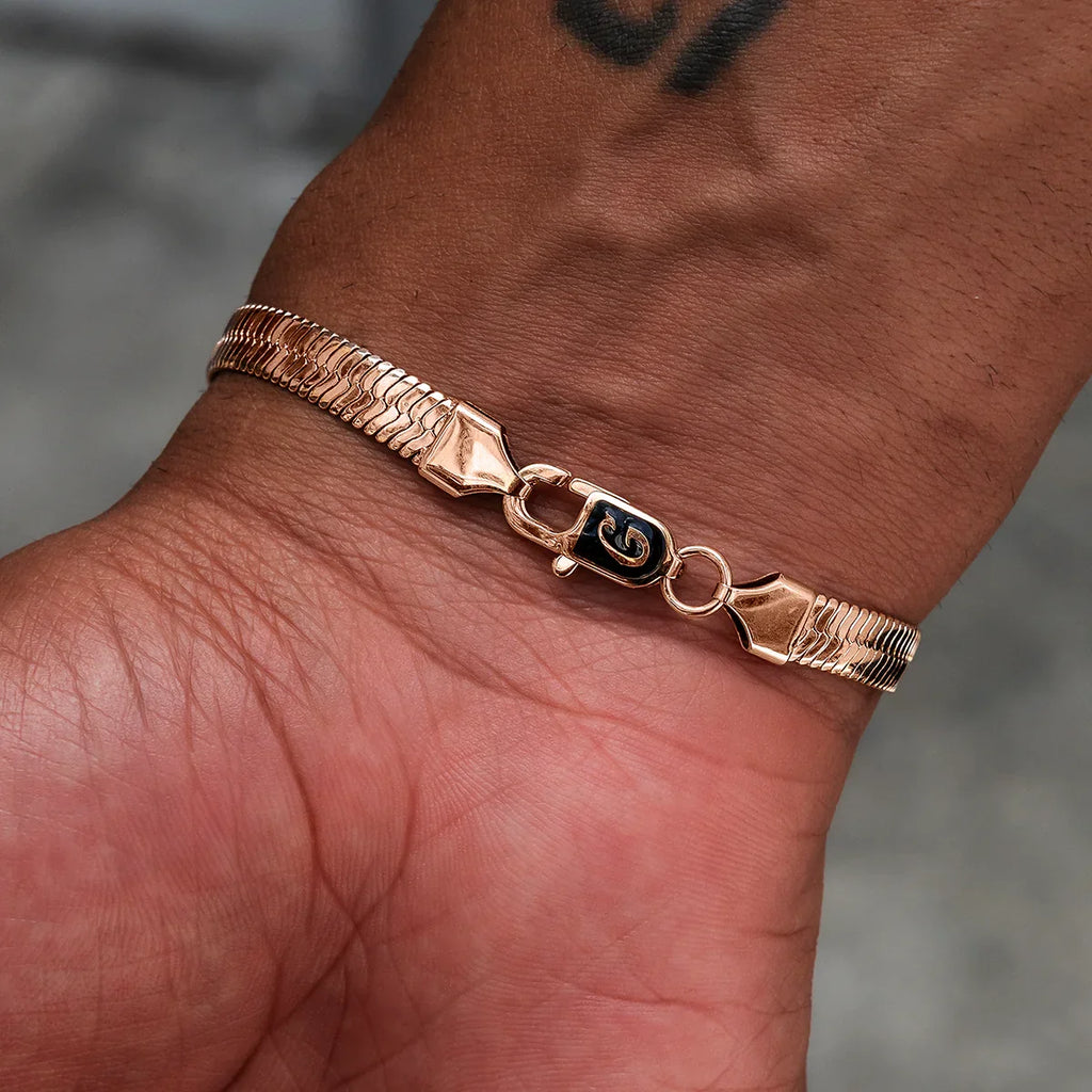 Herringbone Bracelet in Rose Gold - 8mm