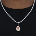 Micro Iced Teardrop Rock Pendant in White Gold