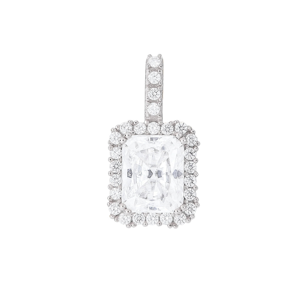 Moissanite Micro Diamond Stone Pendant in Sterling Silver