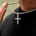 Diamond Tennis Chain + Diamond Cross Bundle in White Gold- 3mm