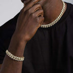 Diamond Cuban Chain + Bracelet Bundle in Yellow Gold - 12mm