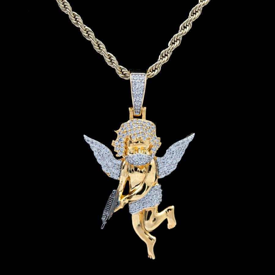 Masked Angel Pendant in Yellow Gold