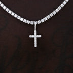 Moissanite Diamond Cross Micro Pendant in Sterling Silver