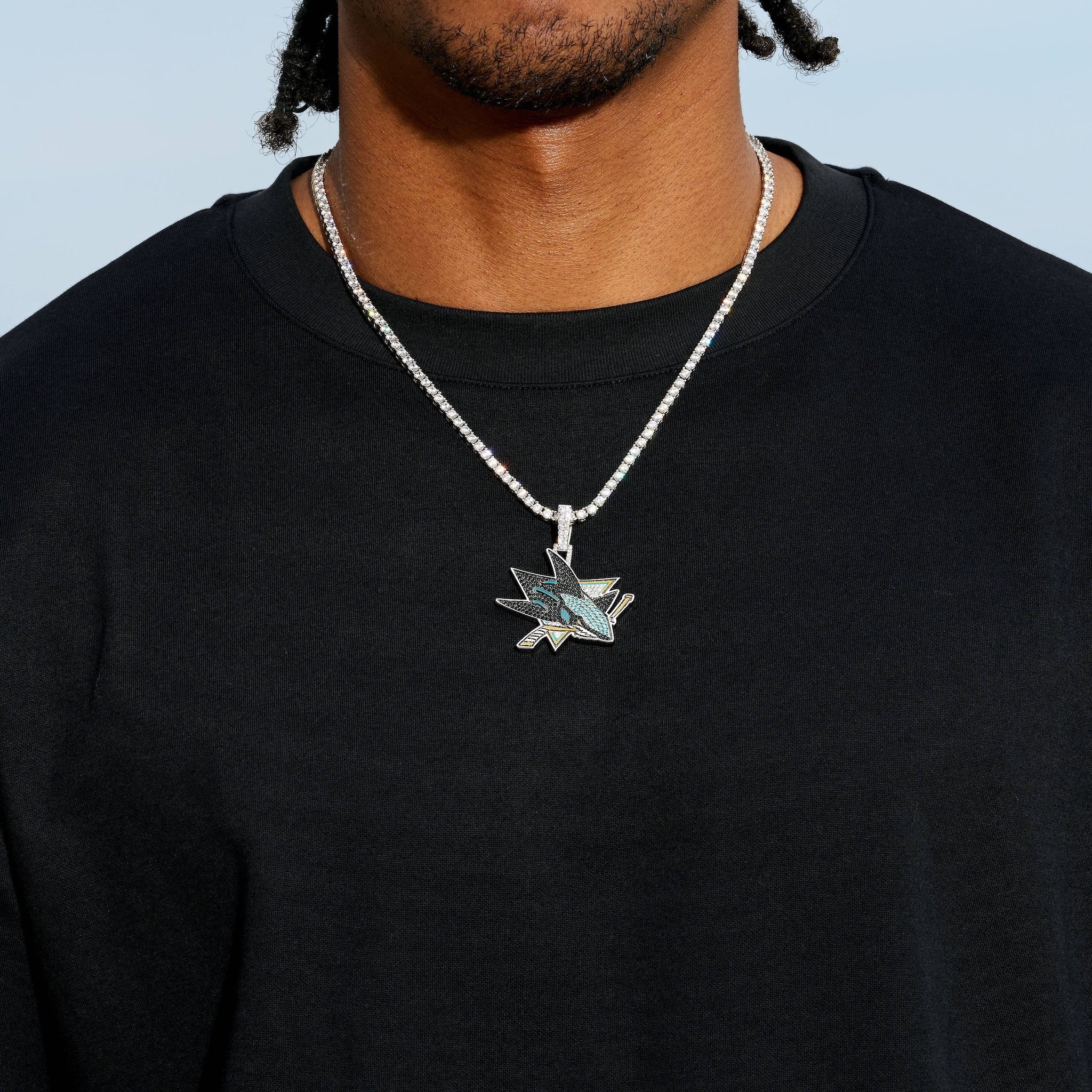 San Jose Sharks Official NHL Logo Pendant in White Gold