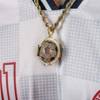 Diamond USA Spinning Globe Flag Pendant in Yellow Gold