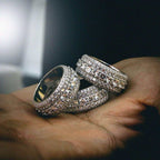 Men's Moissanite 5 Layer Diamond Band Ring in White Gold Vermeil