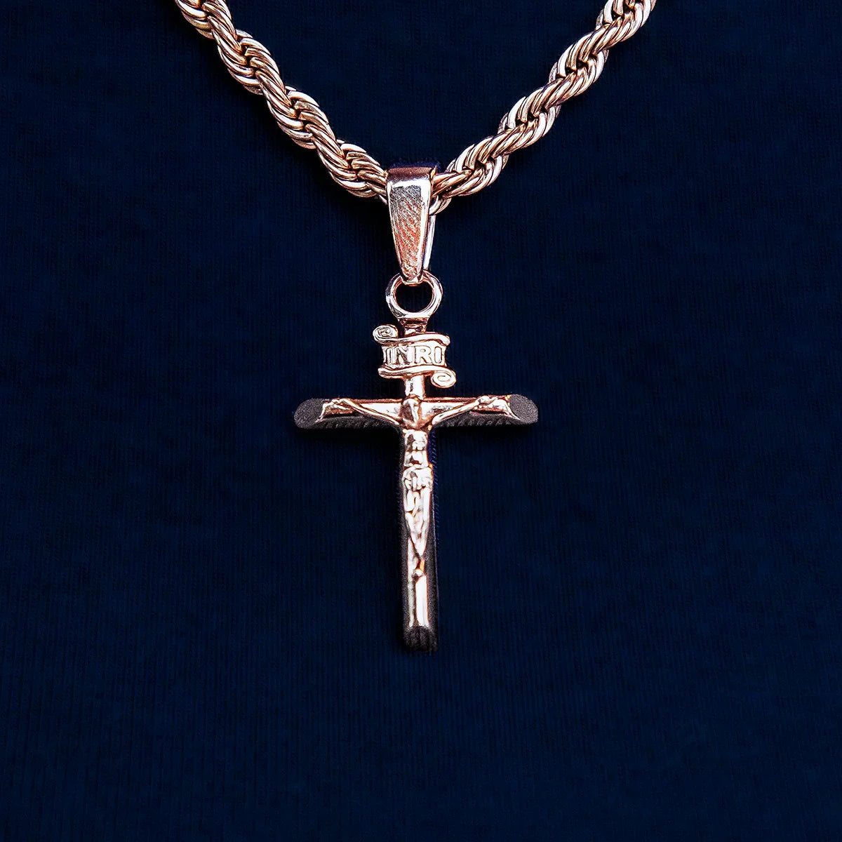 Crucifix Cross Pendant in Rose Gold