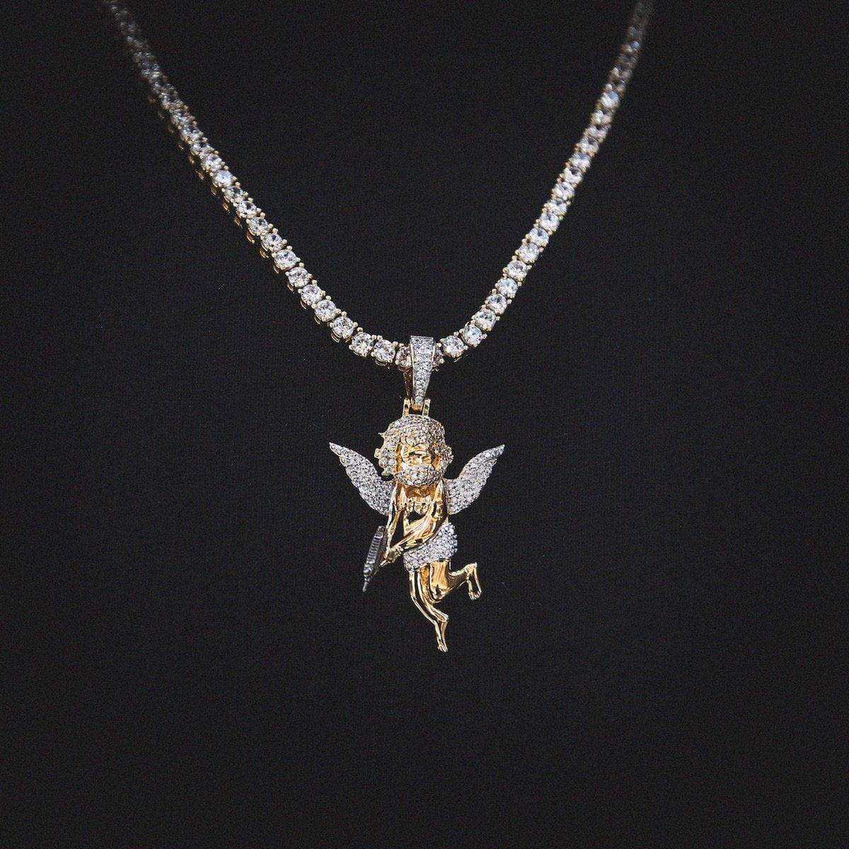 Masked Angel Pendant in Yellow Gold