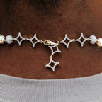 Iced Beaded Pearl Chain in Yellow Gold
