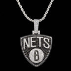 Brooklyn Nets Official NBA Logo Pendant in White Gold