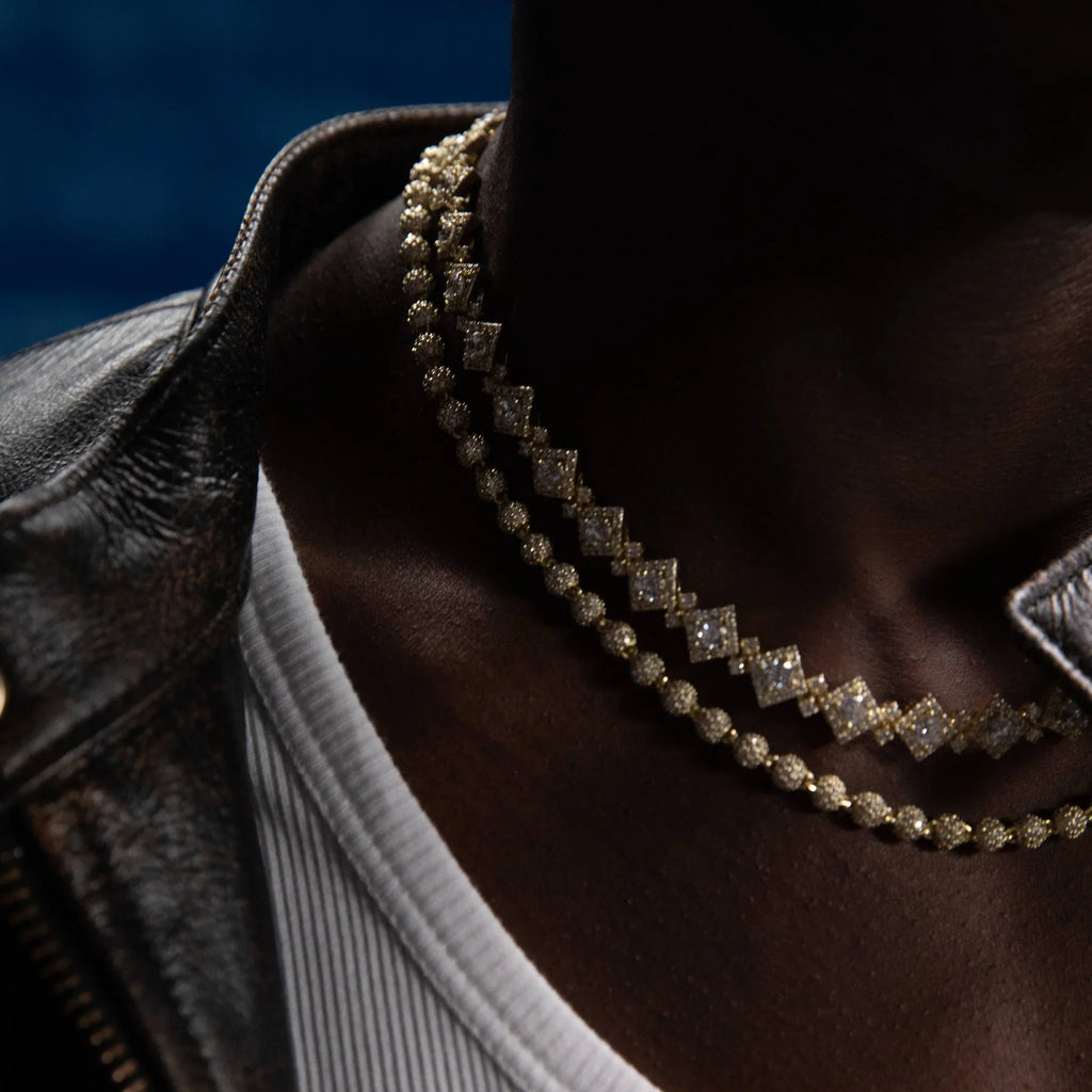 Cloister Link Chain + Iced Ball Chain Bundle in Yellow Gold