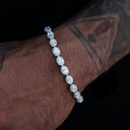 Diamond Oval Clustered Tennis Bracelet in White Gold- 4mm