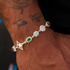 Colored Gemstone Pearl Bracelet in Yellow Gold