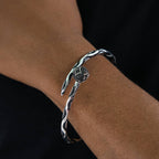 Iced Ball Bangle Bracelet in White Gold