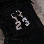 Micro Pave Number Clip On Pendants in White Gold