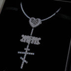 GLD X Bloody Osiris Iced Locket Rosary Chain in White Gold