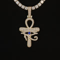 Large Diamond Eye of Horus Ankh Pendant in Yellow Gold