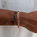 Figaro Chain Bracelet in Rose Gold- 9mm