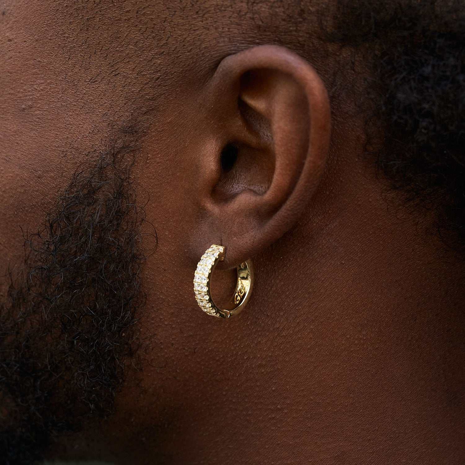 Double Row Hoop Earrings in Yellow Gold