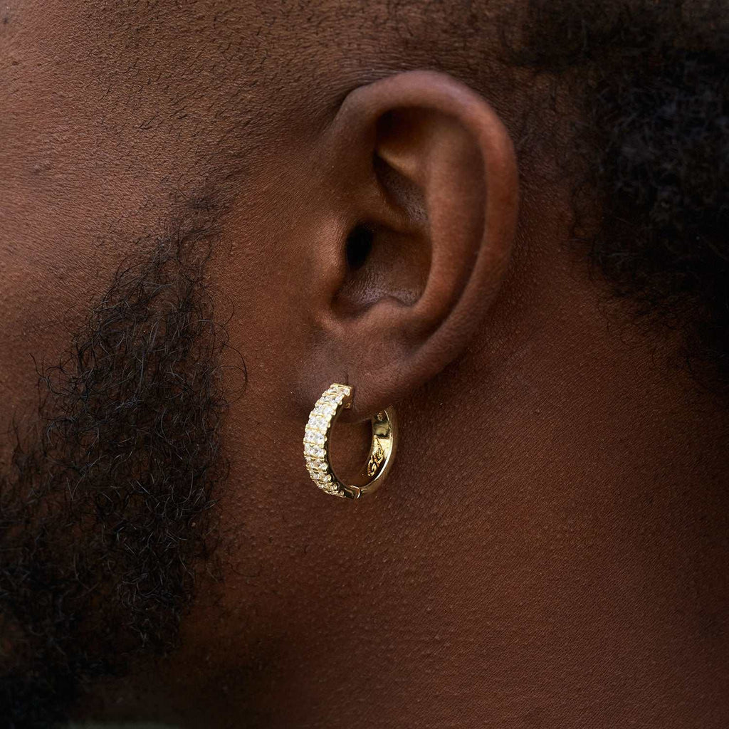 Double Row Hoop Earrings in Yellow Gold