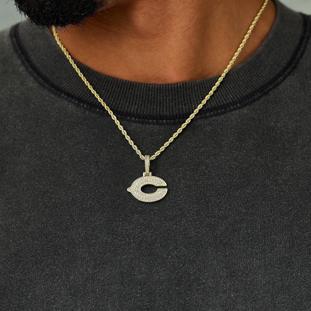 Chicago Bears Official NFL Micro Logo Pendant in Yellow Gold
