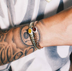 Iced Burgundy Oval Cuff Bracelet in Rose Gold - 3mm